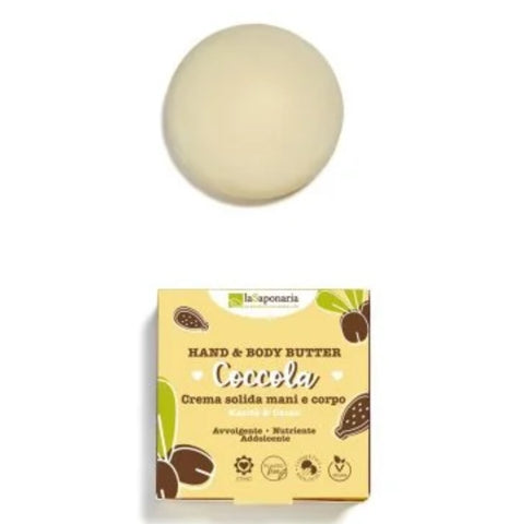 LaSaponaria - Crema solida mani e corpo COCCOLA - Karitè e Cacao 80ml