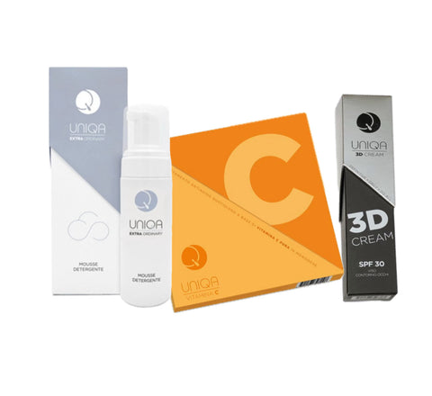 UNIQA KIT Complete Beauty Routine - 3D cream + Vitamin C + Cleansing mousse