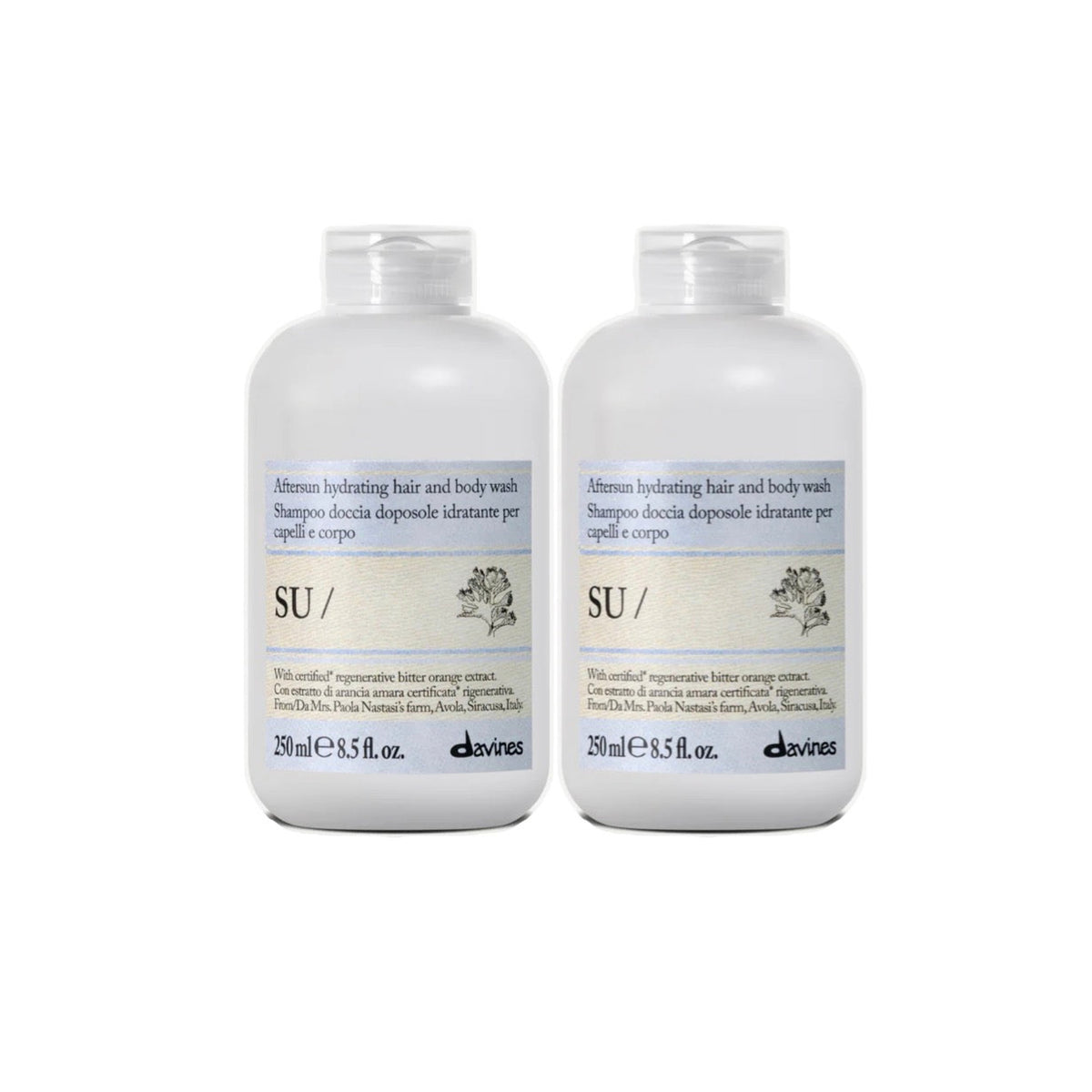 Davines SU ZESTAW 2 szt. Żel do mycia włosów i ciała 250 ml