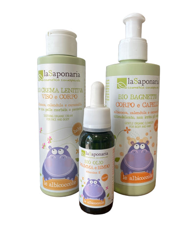 LaSaponaria - Baby kit bio bagnetto + bio crema viso corpo + bio olio