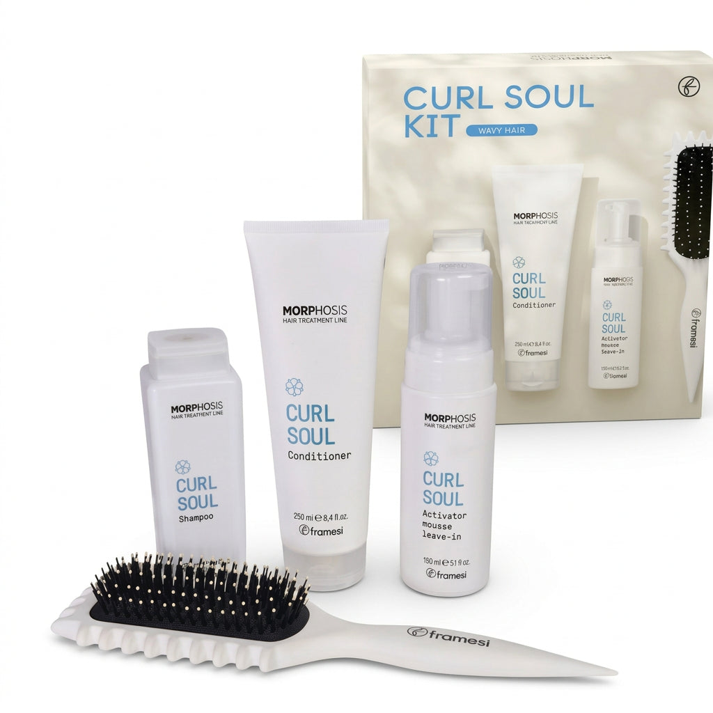 Framesi Morphosis CURL SOUL KIT FOR WAVY HAIR - Shampoo + Conditioner + Mousse + FREE Brush