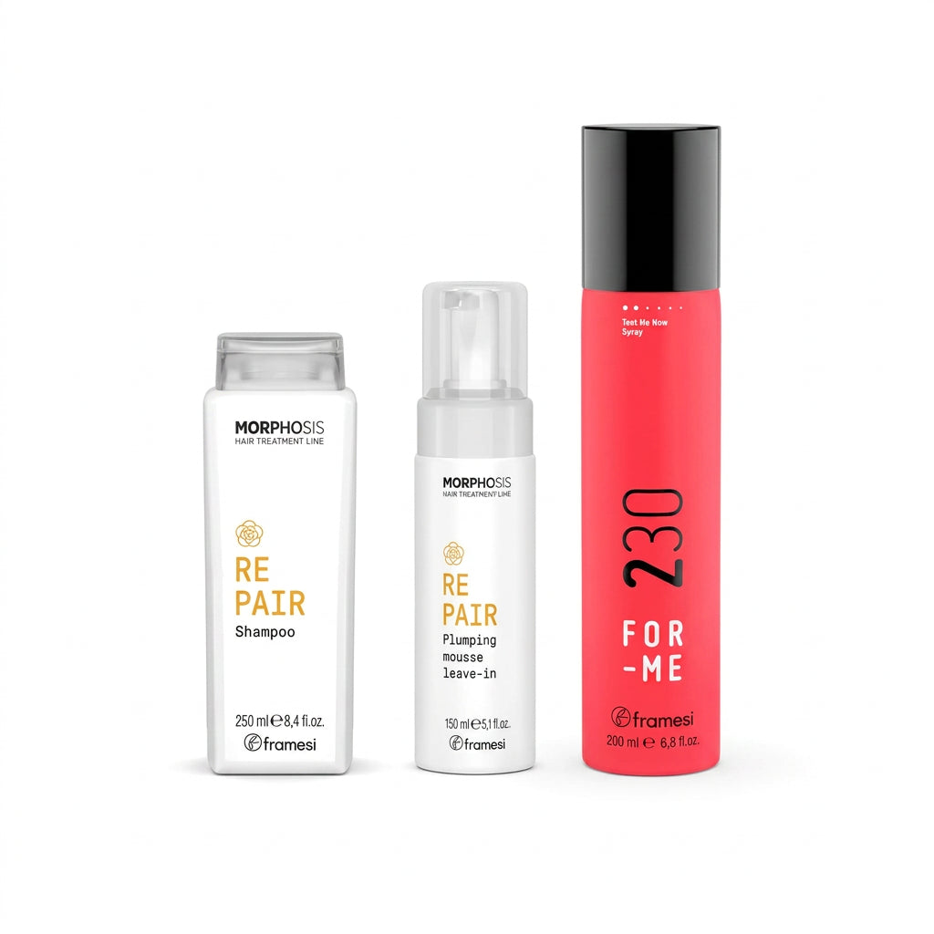 Framesi ZESTAW WZMACNIAJĄCY do cienkich włosów - Szampon naprawczy 250ml + Pianka naprawcza + For-Me 230