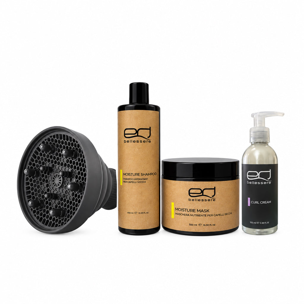 Edbellessere CURL KIT - shampoo + mask + curl cream per capelli ricci medio grossi + DIFFUSORE IN OMAGGIO - Edbellessere S.r.l.