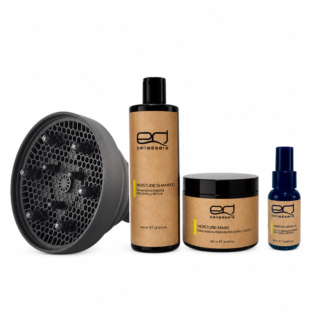 Edbellessere MOISTURE KIT - Shampoo + Mask + Olio per capelli ricci e crespi + DIFFUSORE IN OMAGGIO - Edbellessere S.r.l.