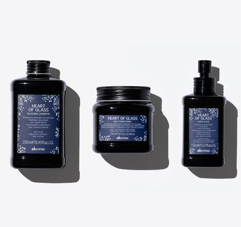 Davines HEART OF GLASS - shampoo + conditioner + sheer glaze