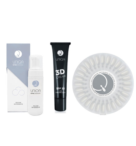 UNIQA KIT Beauty Complete routine - 3D Cream + Vitamin A + Cleansing Mousse